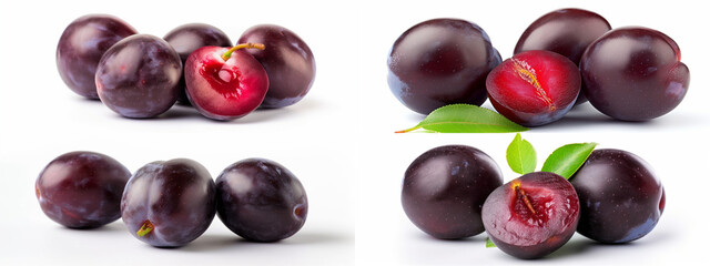 fruit, food, plum, isolated, fresh, healthy, red, white, ripe, sweet, berry, purple, diet, plums, nature, cherry, organic, juicy, vegetarian, closeup, apple, delicious, group, dessert, raw