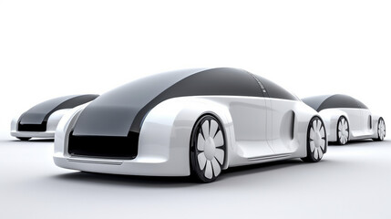 Obraz na płótnie Canvas Elegant white futuristic electric car in modern city, electric fast super car, isolated on white background, concept of futuristic car. Generative AI