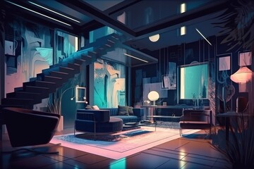 Generative AI illustration of glamour modern style interior design Generative AI