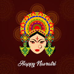Happy Navratri social media decorative card template banner design 