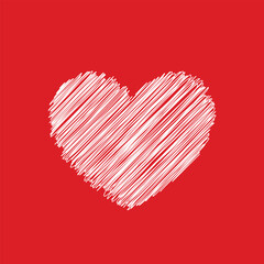 Scribble Heart vector Artwork on Red Background Live symbol