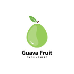 Vector Fresh Guava Fruit Illustration Logo Template. Suitable For Fruit Trading Business and Fresh Fruit Juice.