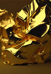 Gold Folded Foil Background. Abstract foil generaitve ai