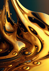 Liquid Gold, abstract illustration. Solid yellow water generative ai
