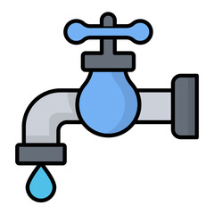 Water Tap Line Color Icon
