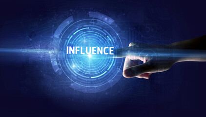 Hand touching business concept button