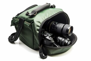 Naklejka premium ﻿A green backpack with a strap - Generative AI