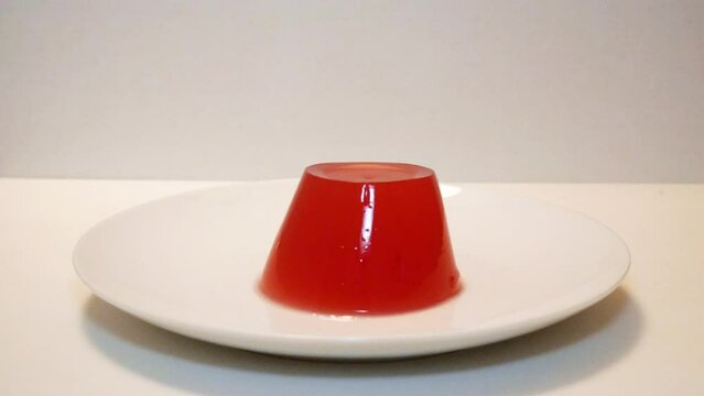 Jelly Jello wobbling on white plate