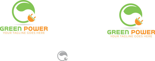 Green power logo vector