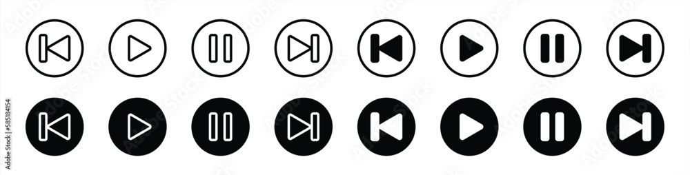 Poster play and pause icon set. media player buttons icon sign symbol collections, vector illustration