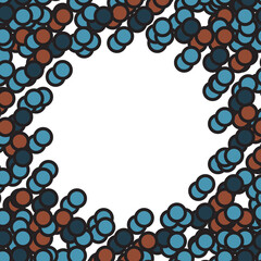 Blue and brown circle dots frame. Vector illustration.	