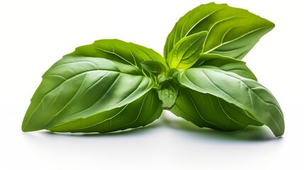 Fototapeta premium Basil leaf white background, generativa AI,