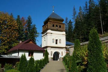 Fototapeta premium Manyava Skete of Exaltation of Holy Cross in Carpathian mountains, Ukraine