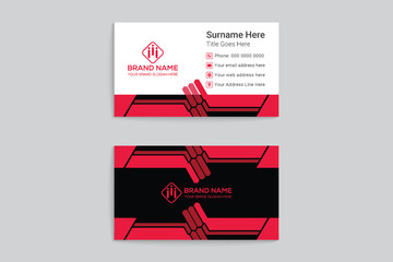 Red and black color business card design