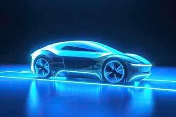 Plakat Electric futuristic self driving future car. Concept. High quality generative AI
