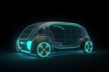 Electric futuristic self driving future car. Concept. High quality generative AI