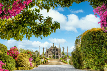 Isola Bella, Italy; March 25, 2023 - A view of the gardens on the island of Isola Bella, Italy