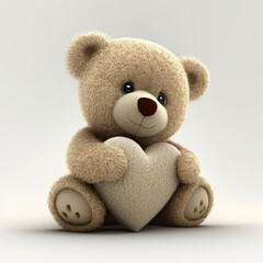 Teddy bear holding red heart