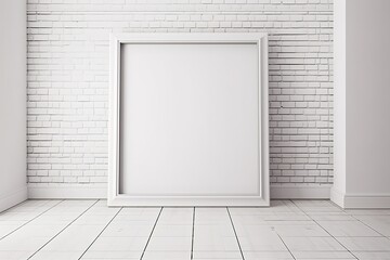 blank white picture frame on the wall and the floor