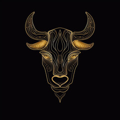 Obraz premium bull head with horns on a black background
