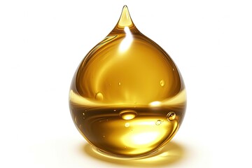 golden oil droplet isolated on white background