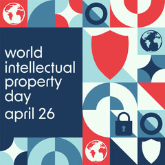 World Intellectual Property Day. April 26. Holiday concept. Template for background, banner, card, poster with text inscription. Vector EPS10 illustration.