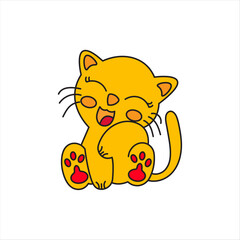 cute cat sitting cartoon vector icon illustration. animal nature icon concept isolated premium vector