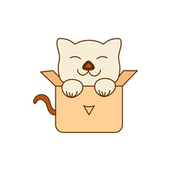 cute cat in box cartoon a sticker template of cat cartoon character