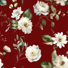 Behang White Flower Seamless Fabric Design © bilge