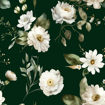 White Flower Seamless Fabric Design © bilge