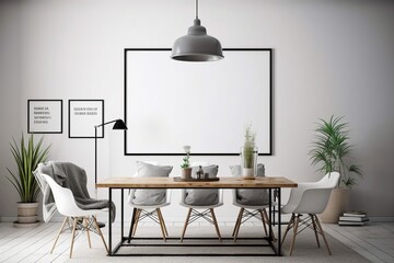 mock up poster with scandinavian interior background