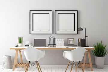 Poster frames template, workspace mock up, background