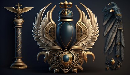 A golden crown made of eagle feathers with some historical touches