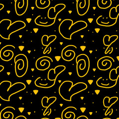 seamless pattern with hearts on black background