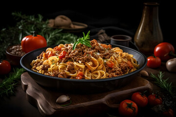 pasta with tomato sauce and basil