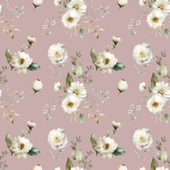 Seamless Surface Design Fabric Design Pattern with White Flowers