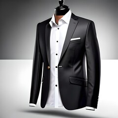 Blank BLACK AND WHITE BLAZER template for design mockup for print, isolated on white background