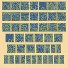 Set of ornamental stencils for vintage decoration and graphic design.