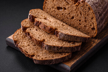 Delicious fresh brown sourdough bread with grains