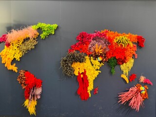 World map made of flower