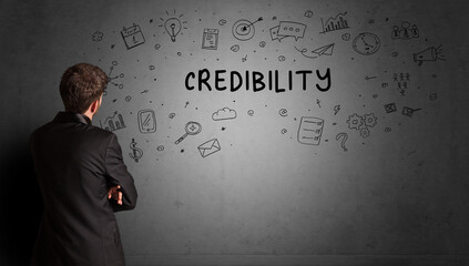 businessman drawing a creative idea sketch