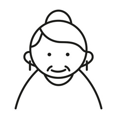 Elderly people avatar icon in line style. Grandmother logo. Elderly care. Senior icon for web
