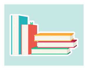 Vector cartoon stack of books. Suitable for marking a book sale, stickers, decorations at school, etc.
