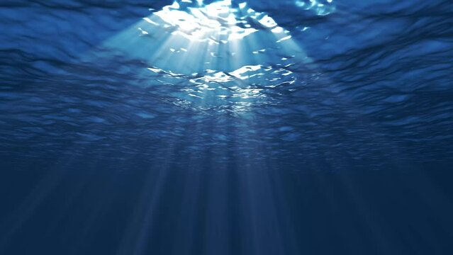 Underwater Scene With Sunrays Shining Through The Water's Surface 4k