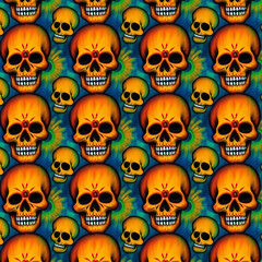 seamless pattern with Día de Los Muertos Mexican skulls
