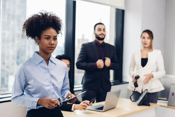 Business woman in the modern office. Women leader the new company self-confident. Professional Confident business expert