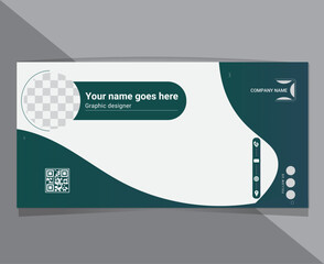 Modern creative business email signature for corporate with two color and abstract shape design template