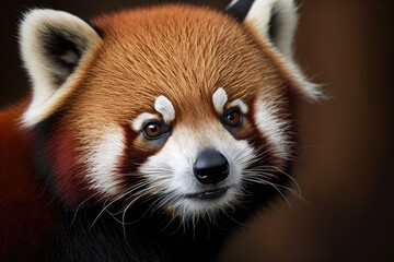 close-up of a red panda (Ailurus). Generative AI