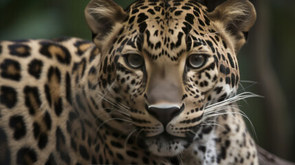 Fototapeta na wymiar portrait of a leopard in africa. Generative AI