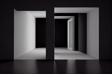 Abstract modern empty black white interior background, minimal style. Generative AI